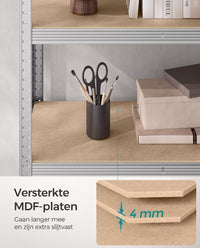 Zwaar Metalen Opbergrek met 5 Verstelbare Planken, 90 x 180 x 40 cm