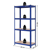 Zwaar Metalen Opbergrek met 4 Verstelbare Planken, 40 x 80 x 160 cm