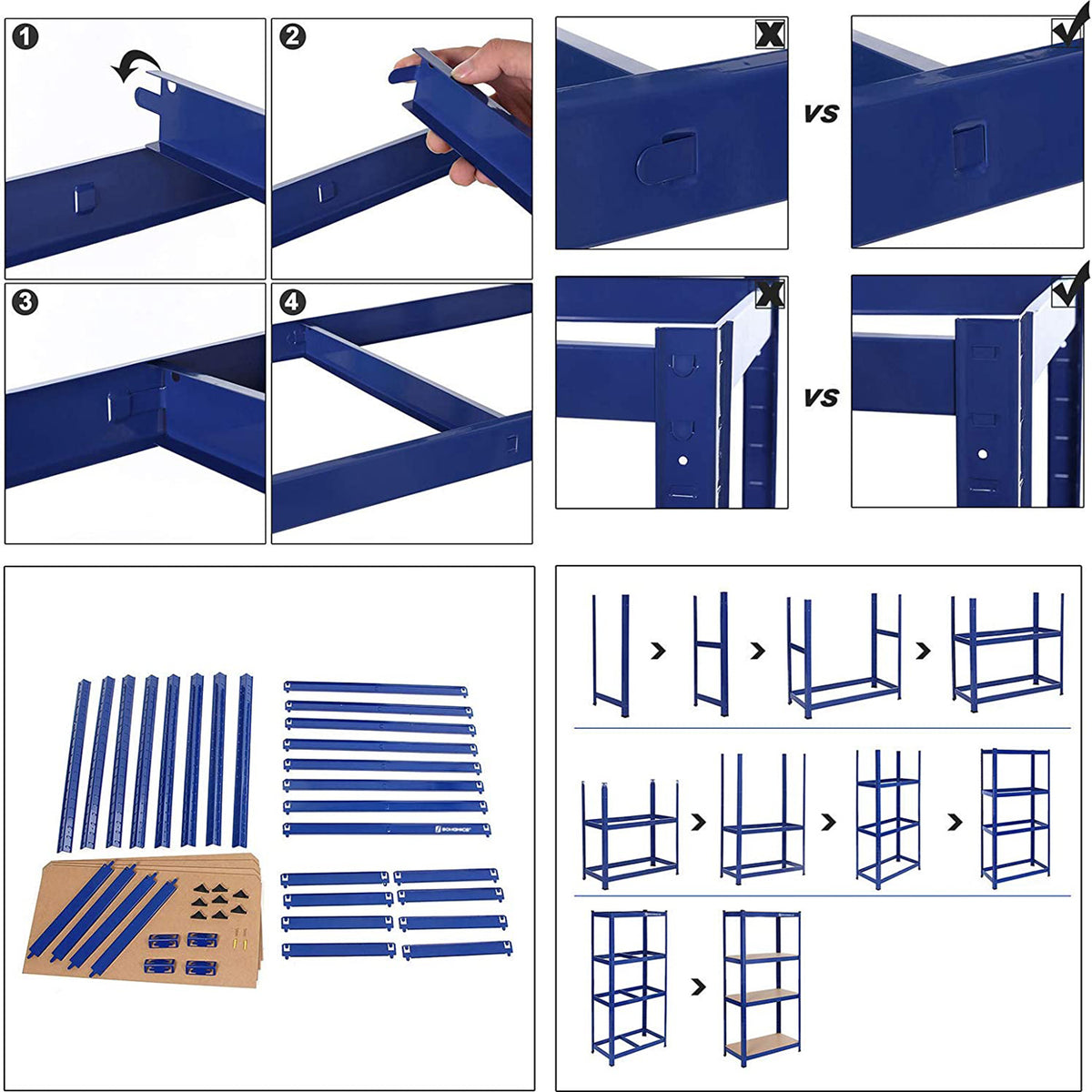 Zwaar Metalen Opbergrek met 4 Verstelbare Planken, 40 x 80 x 160 cm