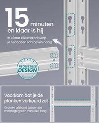 Zware Stellingkast met Verstelbare Planken en Kliksysteem, Set van 1 of 2