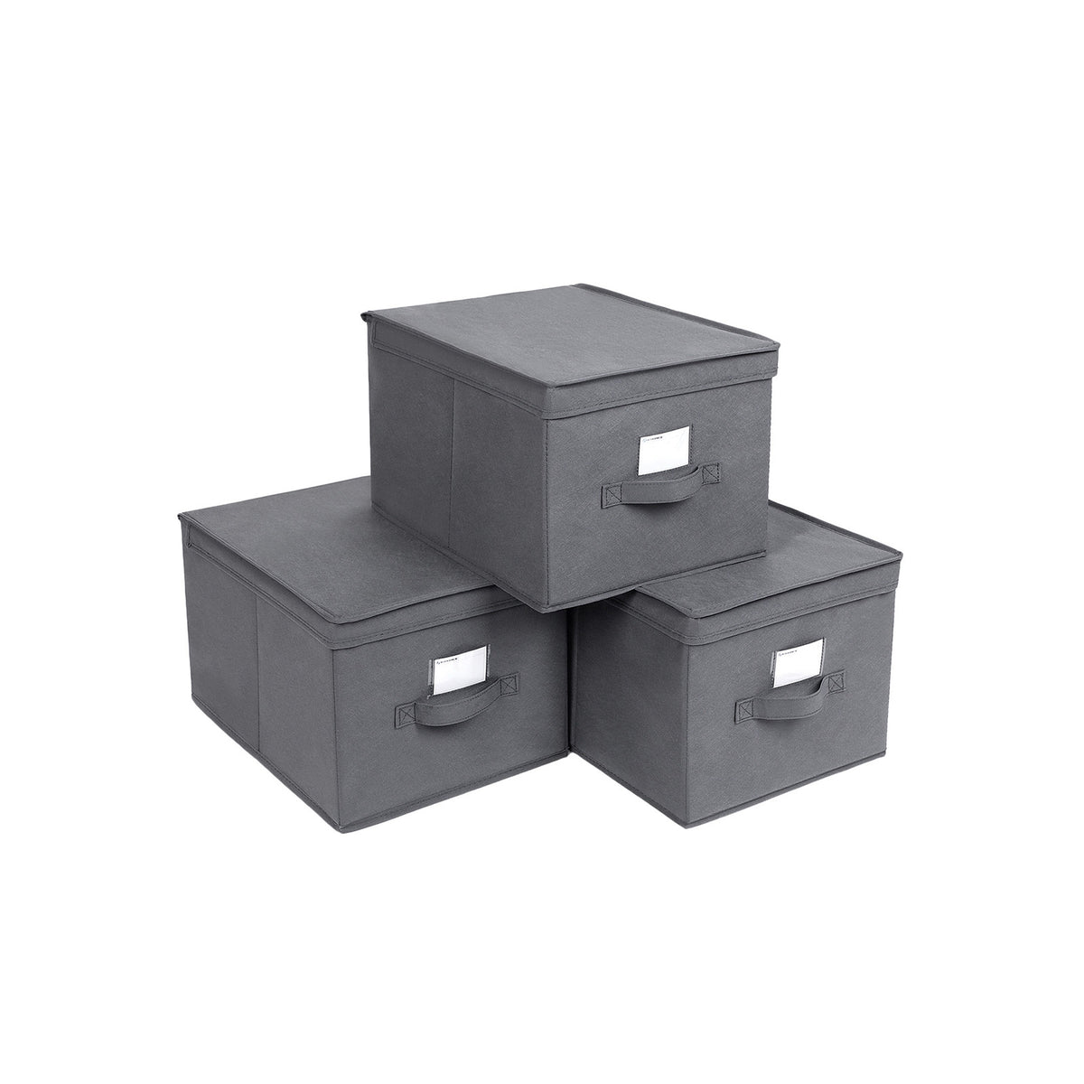 Vouwdozen met Scharnierend Deksel en Labelhouder, Set van 3, 40 x 30 x 25 cm