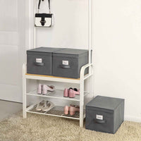 Vouwdozen met Scharnierend Deksel en Labelhouder, Set van 3, 40 x 30 x 25 cm