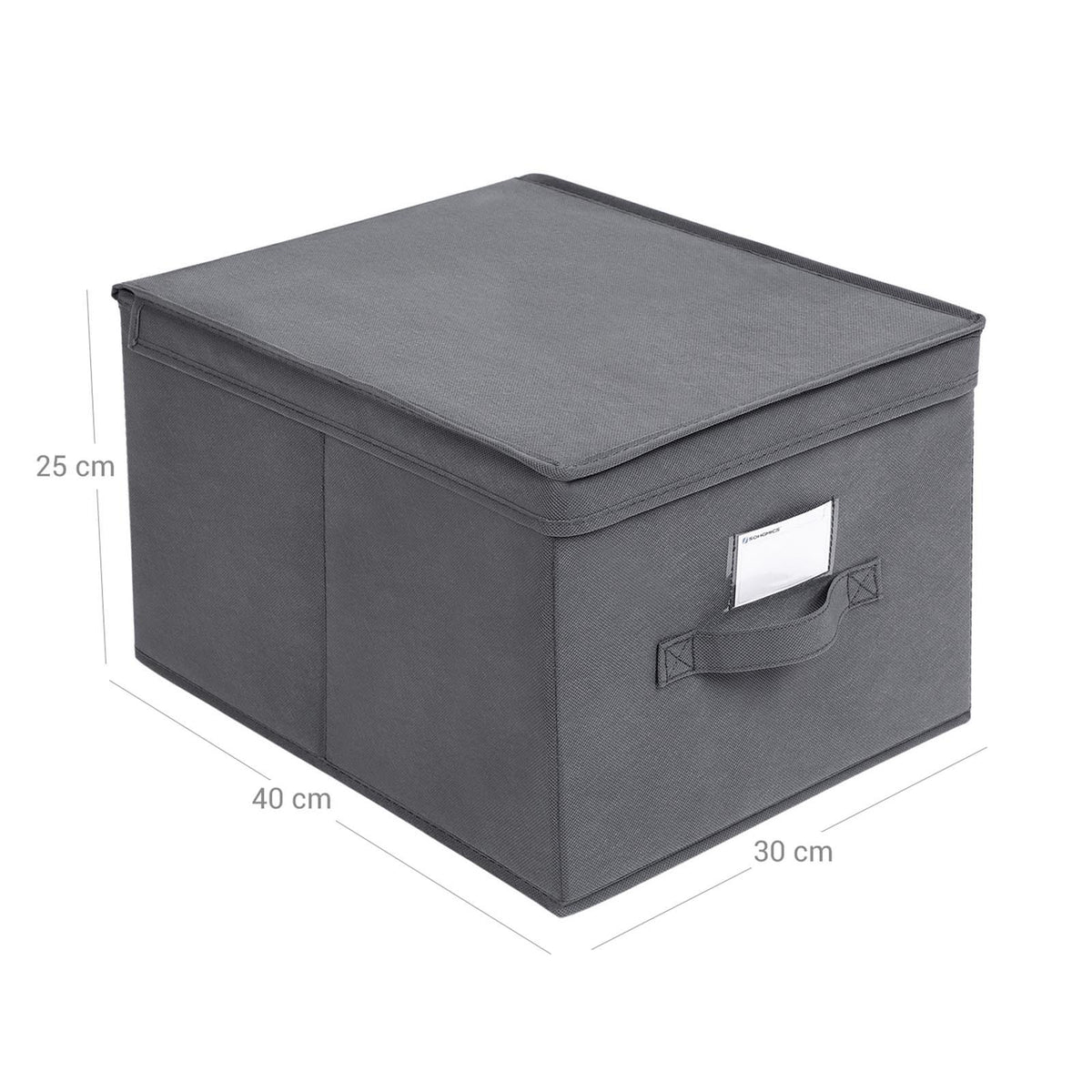 Vouwdozen met Scharnierend Deksel en Labelhouder, Set van 3, 40 x 30 x 25 cm