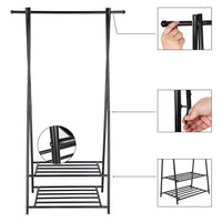 Kledingrek met Schoenenrek en 2 Planken, Metaal, 87,5 x 155 x 41 cm