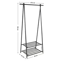 Kledingrek met Schoenenrek en 2 Planken, Metaal, 87,5 x 155 x 41 cm