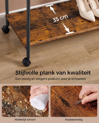 Kledingrek op Wielen met 2 Stangen en Plank, 98,5 cm Breed