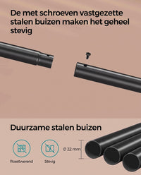 Kledingrek op Wielen met 2 Stangen en Plank, 98,5 cm Breed
