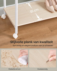 Kledingrek op Wielen met 2 Stangen en Plank, 98,5 cm Breed