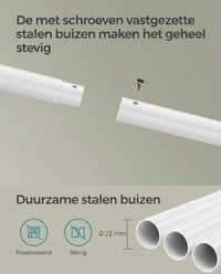 Kledingrek op Wielen met 2 Stangen en Plank, 98,5 cm Breed