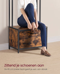 Kapstok met Schoenenkast, Zitbank en 7 Haken, 65 x 170 cm