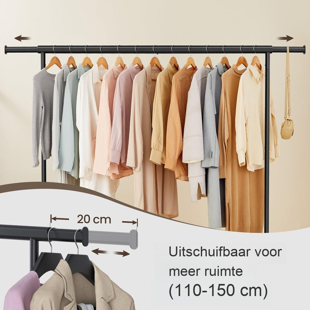 Kledingrek op Wielen met Uitschuifbare Kledingstang