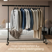Kledingrek op Wielen met Uitschuifbare Kledingstang