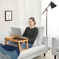 In Hoogte Verstelbare Bamboe Laptoptafel met Lade, 55 x 35 cm