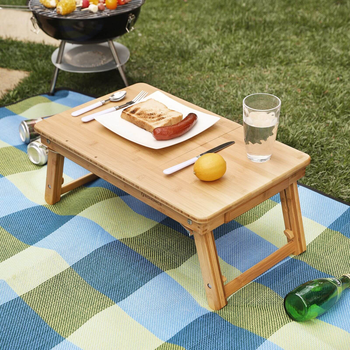 In Hoogte Verstelbare Bamboe Laptoptafel met Lade, 55 x 35 cm