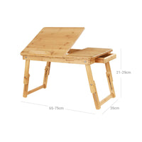 In Hoogte Verstelbare Bamboe Laptoptafel met Lade, 55 x 35 cm