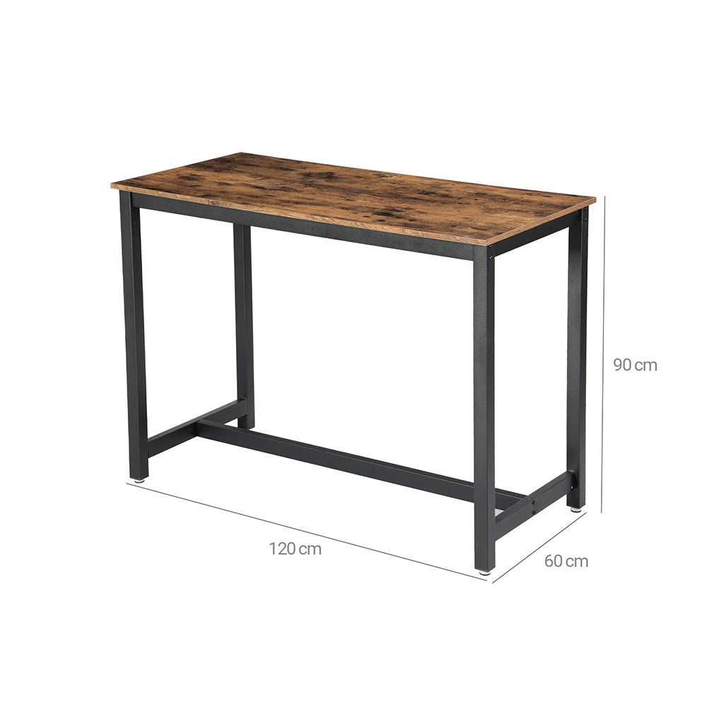 Bartafel met Robuust Metalen Frame en Houtlook, 120 x 60 x 90 cm