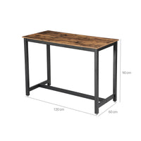 Bartafel met Robuust Metalen Frame en Houtlook, 120 x 60 x 90 cm