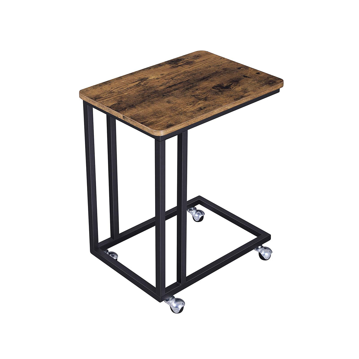 Bijzettafel op Wielen met Metalen Frame en Onderplank