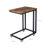 Bijzettafel op Wielen met Metalen Frame en Onderplank