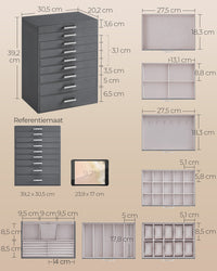 Sieradendoos met 8 Niveaus, 7 Laden en Grote Spiegel, 29 x 20,2 x 36,7 cm