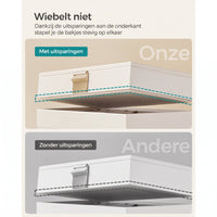 Stapelbare Sieradendoos met Glazen Deksel en Uitneembare Bakjes, 2, 4 of 6 Niveaus