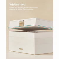 Stapelbare Sieradendoos met Glazen Deksel en Uitneembare Bakjes, 2, 4 of 6 Niveaus