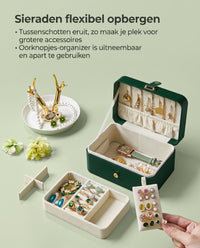 Reissieradendoos met 3 Vakken, Kettinghaken en Magneetsluiting, 11 x 16 x 8 cm
