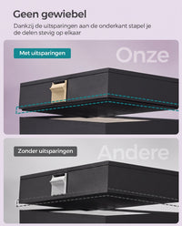 Stapelbare Sieradendoos met Glazen Deksel en Uitneembare Bakjes, 2, 4 of 6 Niveaus