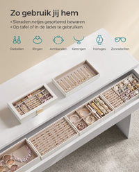 Stapelbare Sieradendoos met Glazen Deksel en Uitneembare Bakjes, 2, 4 of 6 Niveaus