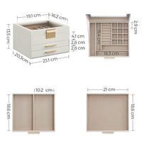 Sieradendoos met Glazen Deksel en 4 Lagen, 3 of 4 Laden, 20,3 x 23,1 cm