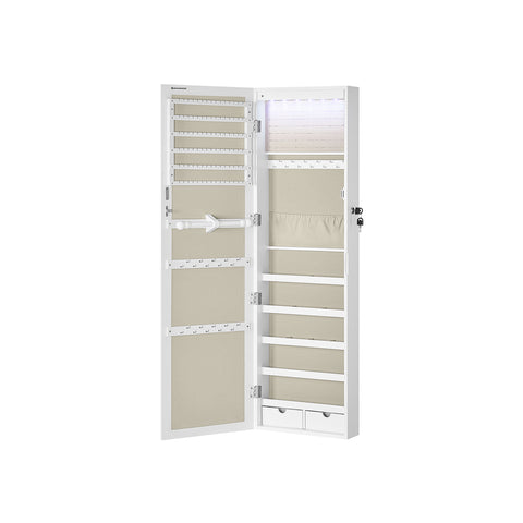 Afsluitbare Sieradenkast met Spiegel voor Wand- of Deurmontage