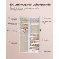 Afsluitbare Sieradenkast met Spiegel voor Wand- of Deurmontage