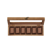 Horlogedoos van Massief Hout met 6 Vakken en Glazen Deksel, 35 x 10,2 x 8,7 cm