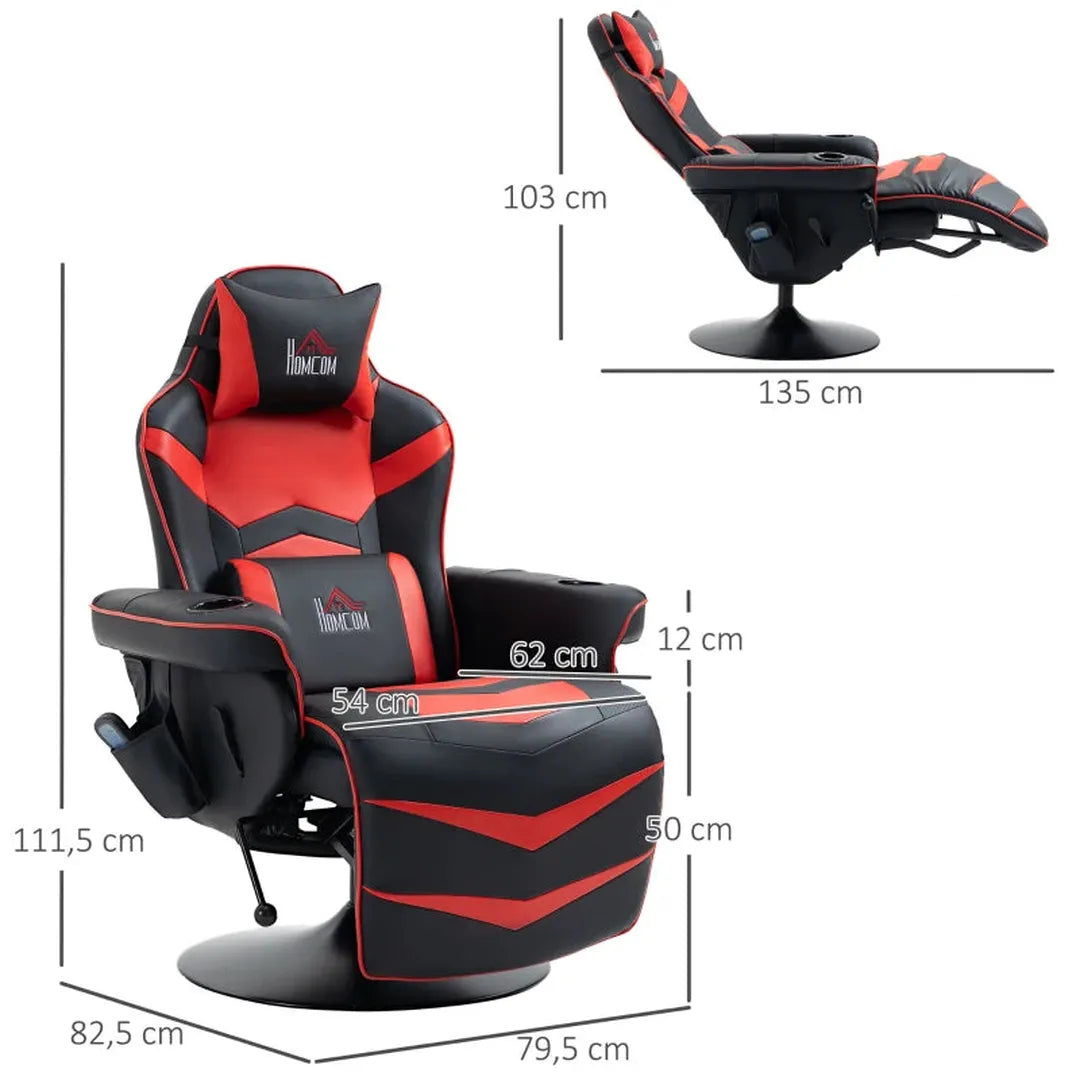 Gamingstoel met Massagefunctie, Voetsteun en Verstelbare Rugleuning