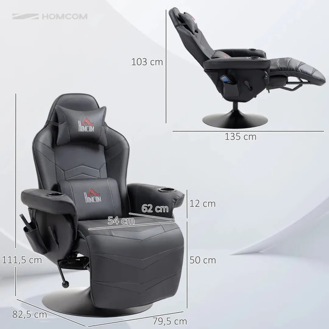 Gamingstoel met Massagefunctie, Voetsteun en Verstelbare Rugleuning