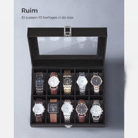Horlogedoos voor 10 Horloges met Glazen Deksel