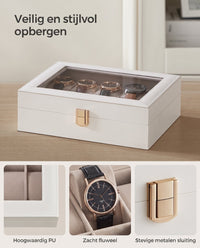 Horlogedoos voor 10 Horloges met Glazen Deksel