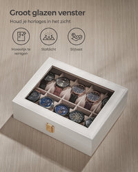 Horlogedoos voor 10 Horloges met Glazen Deksel