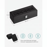 Horlogedoos voor 6 Horloges met Glazen Deksel en Slot, 30 x 11,2 x 8 cm