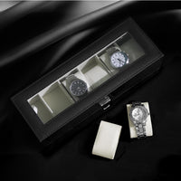 Horlogedoos voor 6 Horloges met Glazen Deksel en Slot, 30 x 11,2 x 8 cm