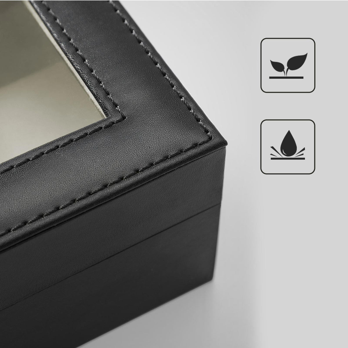 Horlogedoos voor 6 Horloges met Glazen Deksel en Slot, 30 x 11,2 x 8 cm