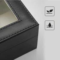 Horlogedoos voor 6 Horloges met Glazen Deksel en Slot, 30 x 11,2 x 8 cm