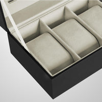 Horlogedoos voor 6 Horloges met Glazen Deksel en Slot, 30 x 11,2 x 8 cm