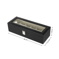 Horlogedoos voor 6 Horloges met Glazen Deksel en Slot, 30 x 11,2 x 8 cm