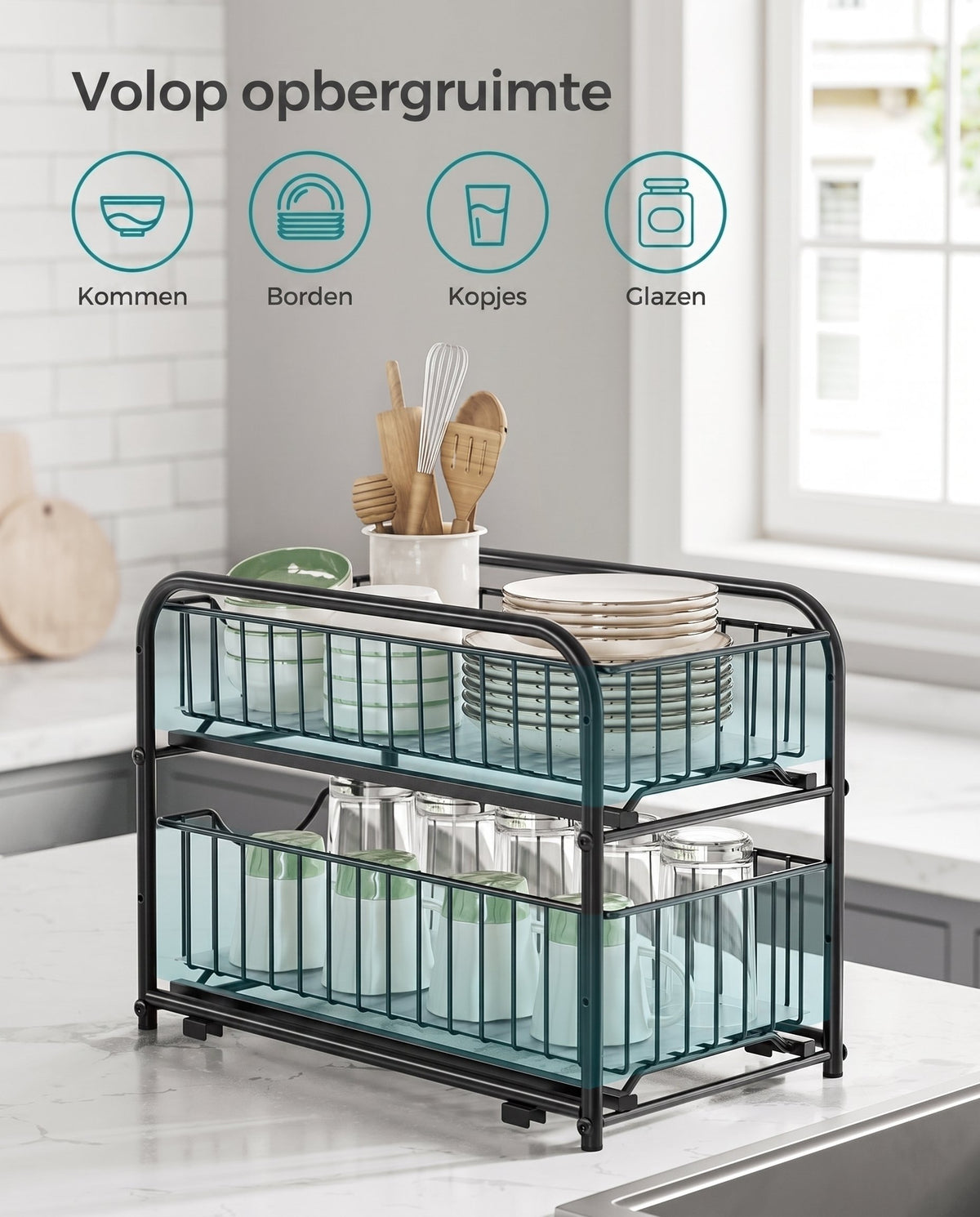 Stapelbare Keukenorganizer met 2 Uittrekbare Lades