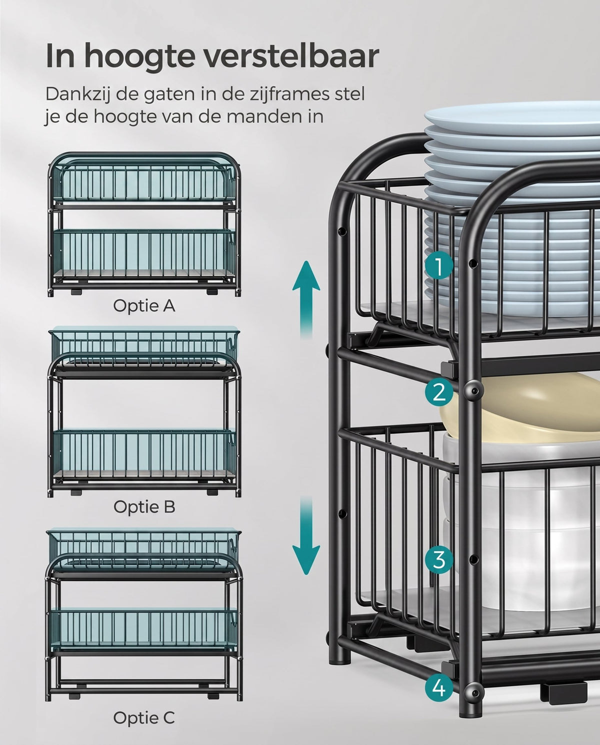 Stapelbare Keukenorganizer met 2 Uittrekbare Lades