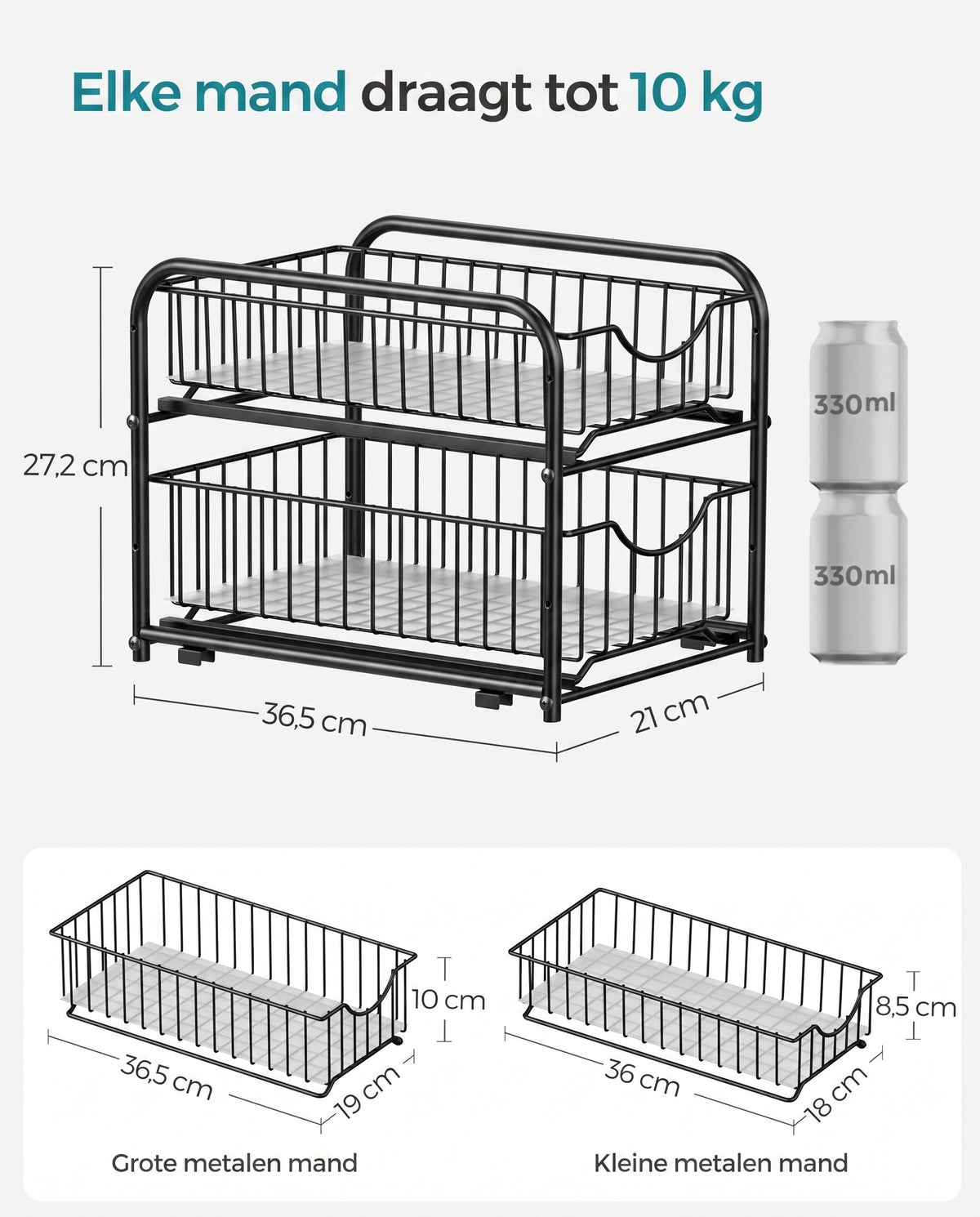 Stapelbare Keukenorganizer met 2 Uittrekbare Lades