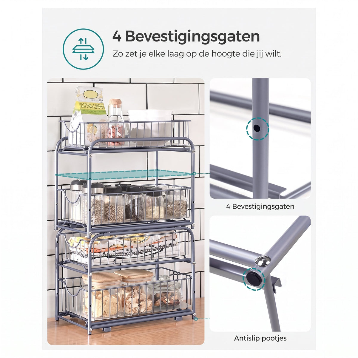 Stapelbare Keukenorganizer met 2 Uittrekbare Lades