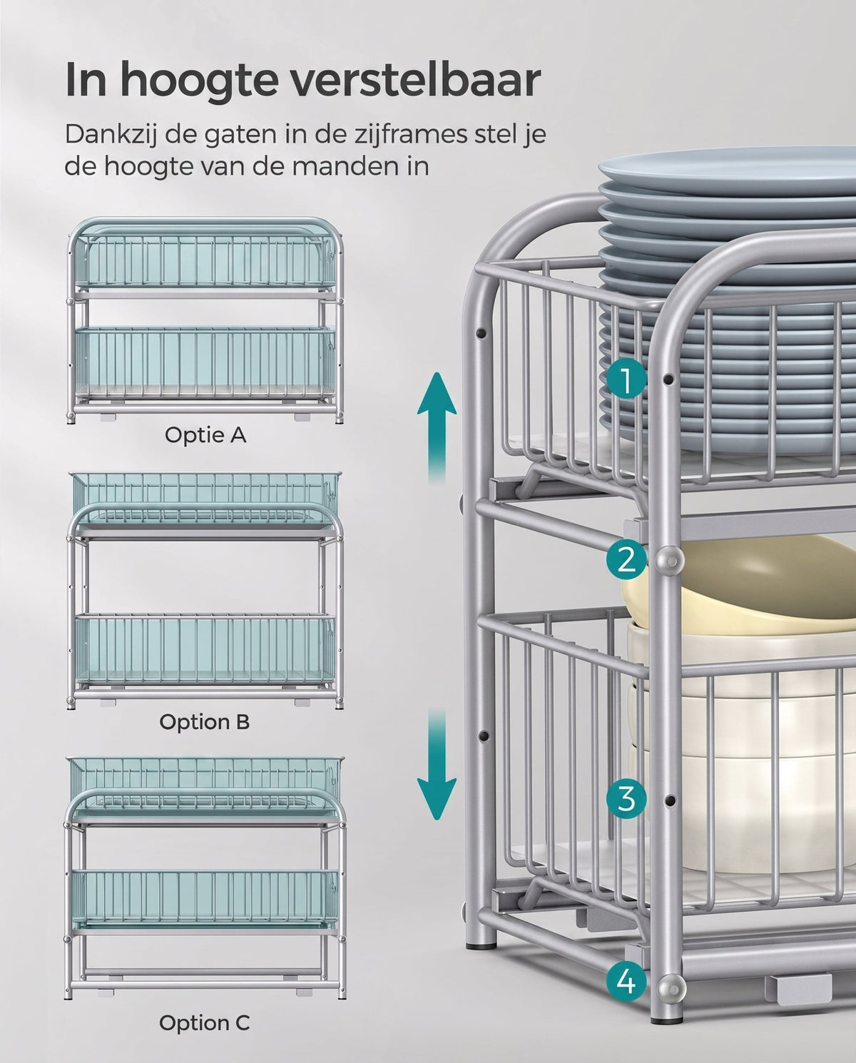 Stapelbare Keukenorganizer met 2 Uittrekbare Lades