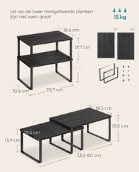 Stapelbare Keukenplank met Metalen Frame, Set van 4